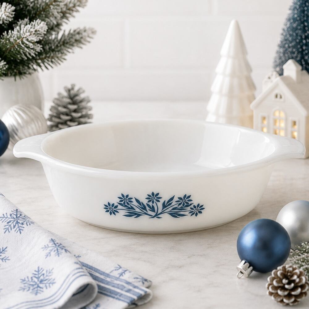 Vintage Cornflower Fire King Anchor Hocking Casserole Dish Blue Milk Glass 1 Qt
